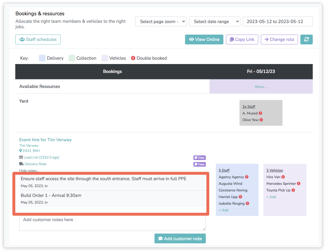 How To Add Notes To The Resource Planner/staff & Vehicle Scheduling ...